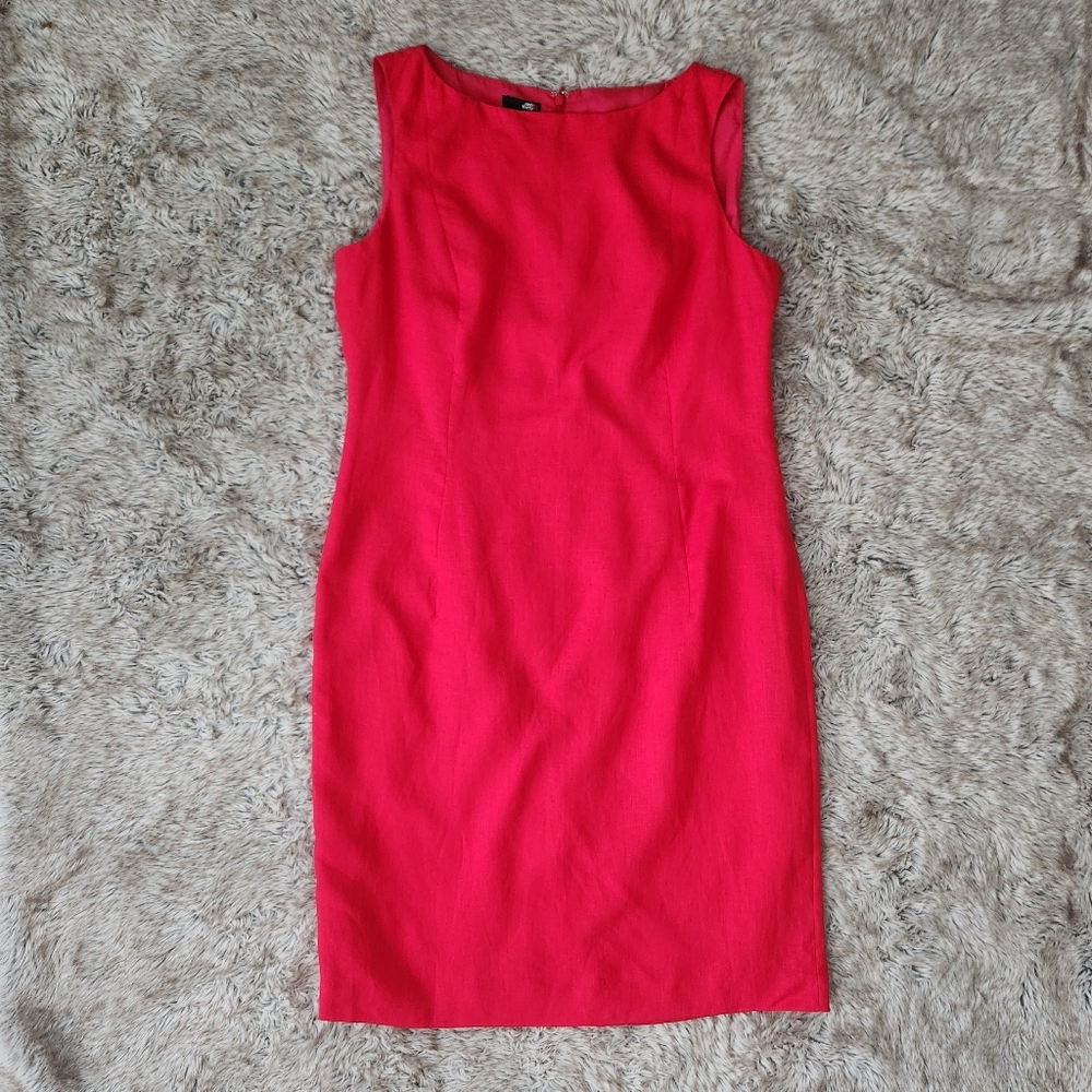 Lafayette‎ 148 New York Dynam Sleeveless Sheath Boatneck Dress Red Women's 14